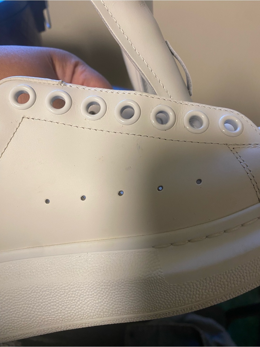 Alexander McQueen White Leather Sneakers with Black Heel Tab - Picture 5 of 8